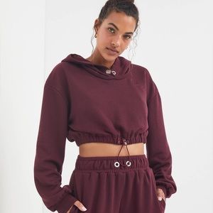 For Love and Lemons burgundy red cropped hoodie